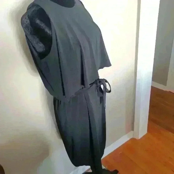 Anne Taylor Womens Black Draped Collar Shift Dress M - Picture 3 of 12